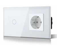 Interrupteur tactile, encastrable, avec indicateur LED et panneau en verre, 1 interrupteur, 2 fonctions