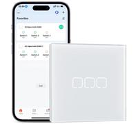 Interrupteur tactile intelligent 3 voies, Zigbee, 86x86 mm, blanc