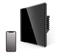Interrupteur tactile intelligent, simple, noir, compatible avec Alexa/Google, sans fil neutre