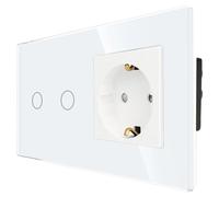 Interrupteur tactile, panneau en verre cristal,tactile, blanc, 2 voies