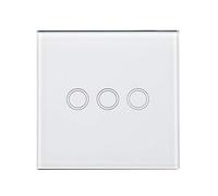 Interrupteur tactile triple PNI SH303 verre, blanc avec indicateur LED