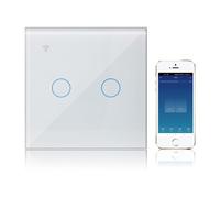Interrupteur tactile WiFi connecté KETOTEK 2 voies unidirectionnel Compatible avec Alexa et l'application Tuya Interrupteur mural
