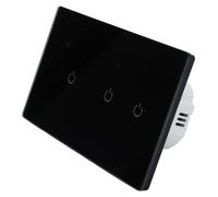 Interrupteur tactile WiFi intelligent, 3 voies, noir, compatible avec lavocale