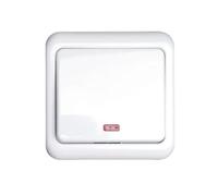 Interrupteur unipolaire blanc au design allemand sophistiqué et à une seule touche. Parfait pour éclairer des espaces modernes, combine fonctionnalité et style contemporain en un seul endroit.