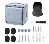 Interrupteur universel résistant aux intempéries 20 A IP66 Avec poussière Interrupteur indépendant et voyant lumineux Montage en saillie Pour extérieur jardin balcon Gris(1 vitesse)