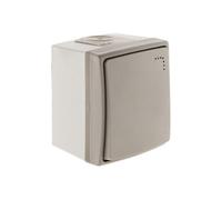 Zenitech Interrupteur va-et-vient Orok à voyant IP55 Bornes automatiques Intérieur/Extérieur Gris