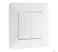 Zenitech - Interrupteur Va-et-Vient Double 10A Artezo - Blanc - Appareillage encastré Prêt à Poser - Moteur Compact - Facilité de Câblage - Façade Réglable pour Surface Irrégulière - Plaque 86 x 86 mm