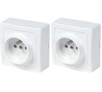 Interrupteur Va-et-Vient Sans Fil - Prise Électrique Standard Extra-Plate Murale 2P+T Blanc - Gamme Blok - Debflex (Lot de 2)