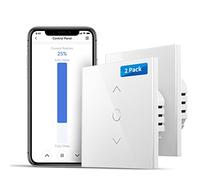 Interrupteur Volet Roulant Connecté (FIL NEUTRE REQUIS), 2 Interrupteurs de Rideau Compatible avec Alexa, Google Home et SmartThings, Contrôle de Pourcentage, Commande Vocale et Contrôle à Distance