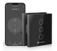 Interrupteur Volet Roulant Etersky WiFi Compatible Alexa/Google Home Tactile Noir 2P
