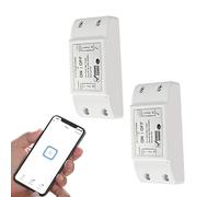 Interrupteur WiFi, 10A interrupteur connecté alexa, Google Home et SmartThings, Alexa Interrupteure Lampe avec Tuya Smart Life APP, Lot de 4 Commutateurs, Conducteur Neutre Nécessaire(2 Pack)