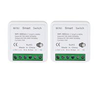Interrupteur WiFi, 16A interrupteur connecté alexa, Google Home et SmartThings, Alexa Interrupteure Lampe avec Tuya Smart Life APP, Conducteur Neutre Nécessaire（2 Pack)