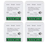 Interrupteur WiFi, 16A interrupteur connecté alexa, Google Home et SmartThings, Alexa Interrupteure Lampe avec Tuya Smart Life APP, Conducteur Neutre Nécessaire（4 Pack)
