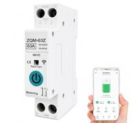 Interrupteur WiFi 63A Intelligent Compatible Al-exa Goo-gle Home | Contrôle à distance via WiFi, minuterie intégrée, sans pavé numérique. Compatible Alexa/Google. Installation rail DIN facile