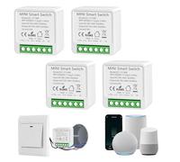 Interrupteur WIFI, Interrupteur Intelligent Alexa, Interrupteur Connecté | 4PC Mini Smart Switch Module avec Tuya et Smart Life APP, Montage Encastré, Conducteur Neutre Nécessaire