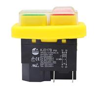 Interrupteurs à Bouton-Poussoir Électromagnétiques Interrupteurs Magnétiques KEDU KJD17B Étanche 220-240V 4Pin pour Outils Électriques, Jaune