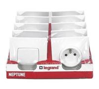 Interrupteurs et prises de courant - LEGRAND - Neptune - Lot de 2 interrupteurs - 8 prises - Blanc