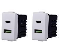 Interrupteurs/prises pour système Bticino Matix, 2 prises : 1 USB-C + 1 USB-A