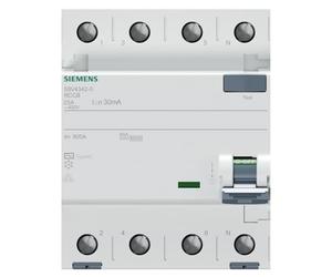 INTERRUPTOR DIFERENCIAL 5SV, 70MM, CLASE AC, 4 POLOS, 25A, 30MA