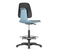 Interstuhl bimos Fauteuil de travail Labsit avec patins au sol + repose-pieds, coque d’assise bleue, mousse intégrale noire Quantité:1
