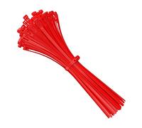 intervisio Collier de Serrage Réutilisable Plastique, 200 mm x 7,6 mm, Attache Câble Réutilisables, Serre Câbles Rilsan Nylon, Colliers Serre-Cable 200mm, Rouge, Lot de 100 Pièces