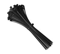 intervisio Collier de Serrage Réutilisable Plastique, 250 mm x 7,6 mm, Attache Câble Réutilisables, Serre Câbles Rilsan Nylon, Colliers Serre-Cable 250mm, Noir, Lot de 100 Pièces