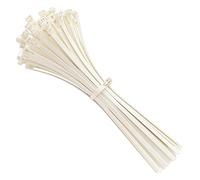 intervisio Collier de Serrage Réutilisable Plastique, 300 mm x 7,6 mm, Attache Câble Réutilisables, Serre Câbles Rilsan Nylon, Colliers Serre-Cable 300mm, Blanc, Lot de 100 Pièces