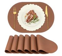 INTERWARM 10 Tapis de Table Imperméable en PU Set de Table Ovale Réversible | 30x44.5cm Table Lavable et Facile à Nettoyer en Similicuir pour Cuisine Salle à Manger Terrasse Intérieur