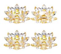INTERWARM 4 Porte Bougie Chauffe Plat en Cristal en Forme de Lotus Porte Bougie Chauffe Plat en Cristal Pétales de Lotus pour la Décoration de Table (Maison Mariage Dîner) Jaune