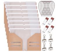 INTERWARM Kit D'Accessoires pour Carnet de Voyage (8 paquet) Comprend un Porte Documents de Voyage en Papier Kraft avec Fermeture Éclair un Porte Stylo une Pince à Reliure et des Élastiques