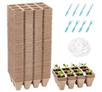 INTERWARM Pots de Tourbe biodégradables Plateau de Semis à 720 alvéole Kit de Démarrage de Semis Biodégradable (60 Paquet) Comprenant 600 étiquettes en Plastique PVC et 8 repiquages pour Semis