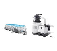 Intex - 26796NP - Kit Piscine Prism Frame Ovale Tubulaire (L) 5,03 X (L) 2,74 X (H) 1,22M & - 26646FR - Filtre À Sable SX2100 6M3/H pour Piscine Jusqu'À 36M3