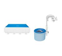 Intex 28088 Bâche Solaire rectangulaire pour Ultra Frame 400 x 200 cm, épaisseur 160 microns, Dimensions de Fabrication 378 x 186 cm Bleu & Skimmer de Surface Deluxe pour autostable ou Tubulaire