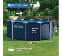 Intex 28930GH Swimming Pool Set with Metal Frame Navy Blue 12ft x 4ft (Includes: Pool Cover, Metal Frames and Ladder)