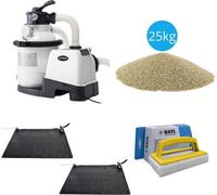 Intex - 2x chauffage de piscine & pompe à sable 5700 L/u & sable de filtration 25 kg & brosse à récurer WAYS