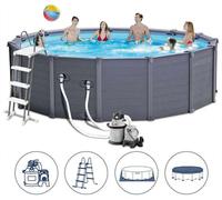 INTEX Graphite Gray Panel Pools Set Piscine 478 x 124 cm la filtration 26384GN