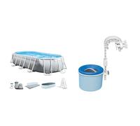 Intex kit Piscine Prism Frame Ovale Tubulaire (l) 5,03 x (l) 2,74 x (h) 1,22m & Skimmer de Surface Deluxe pour autostable ou Tubulaire