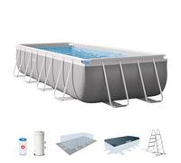 Intex Filter Pump And Ladder Prism Frame Rectangular Pool Argenté 488 x 244 x 107 cm Enfants