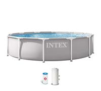 Intex kit piscinette prism frame ronde tubulaire (ø)3,66 x (h)0,76m 26712 Gris Clair