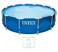 INTEX METAL FRAME Piscine 366 x 76 cm avec systeme de filtration 12 V 28212GN