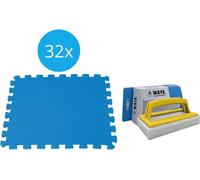 Intex - Pack économique - Dalles de piscine - 4 paquets de 8 dalles - 8m² & brosse à récurer WAYS