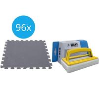 Intex - Pack économique - Dalles de piscine Grijs - 12 paquets de 8 dalles - 24m² & brosse à récurer WAYS