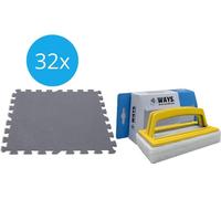 Intex - Pack économique - Dalles de piscine Grijs - 4 paquets de 8 dalles - 8m² & brosse à récurer WAYS