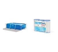 Intex Piscine Metal Frame Junior rectangulaire Tubulaire (l) 2,60 x (l) 1,60 x (h) 0,65m & Lot de 3 Cartouches de Filtration A