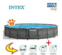 Intex Piscine Rotonde Prisma Greywood avec Pompe à Filtre Ø549x122cm, Art. 26744