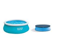 INTEX Piscinette Easy Set autoportante 1,83 x 0,51 m & Bâche de Protection pour Piscine autostable2.44 m