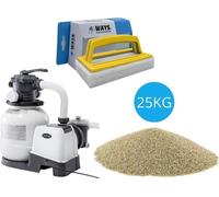 Intex - Pompe à sable 7900 L/u & sable de filtration 25 kg & brosse à récurer WAYS