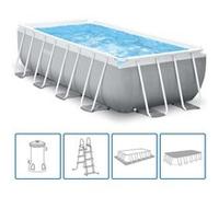 Intex Filter Pump And Ladder Prism Frame Rectangular Pool Argenté 488 x 244 x 107 cm Enfants