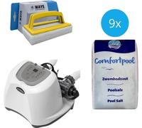 Intex - Système d'eau salée 26670GS & sel de piscine 180 kg & brosse à récurer WAYS