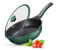 INTIGNIS Grande poêle profonde antiadhésive avec couvercle 30 cm 6 L | 3-en-1 : poêle, sauteuse et mini-wok ; fond inox, revêtement céramique GREBLON, induction, sans produits chimiques